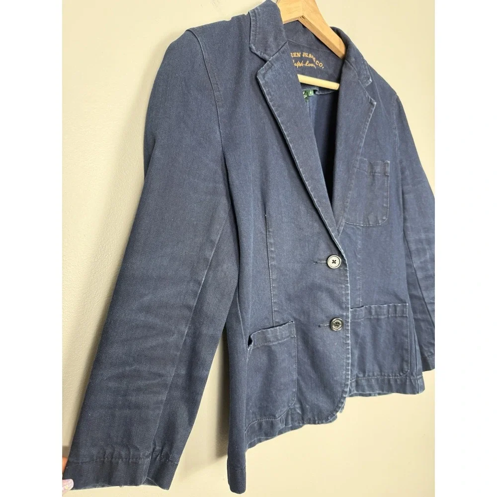 Ralph Lauren Jeans Co Women's‎ M Denim Blazer Jacket Preppy Old Money - Picture 4 of 10